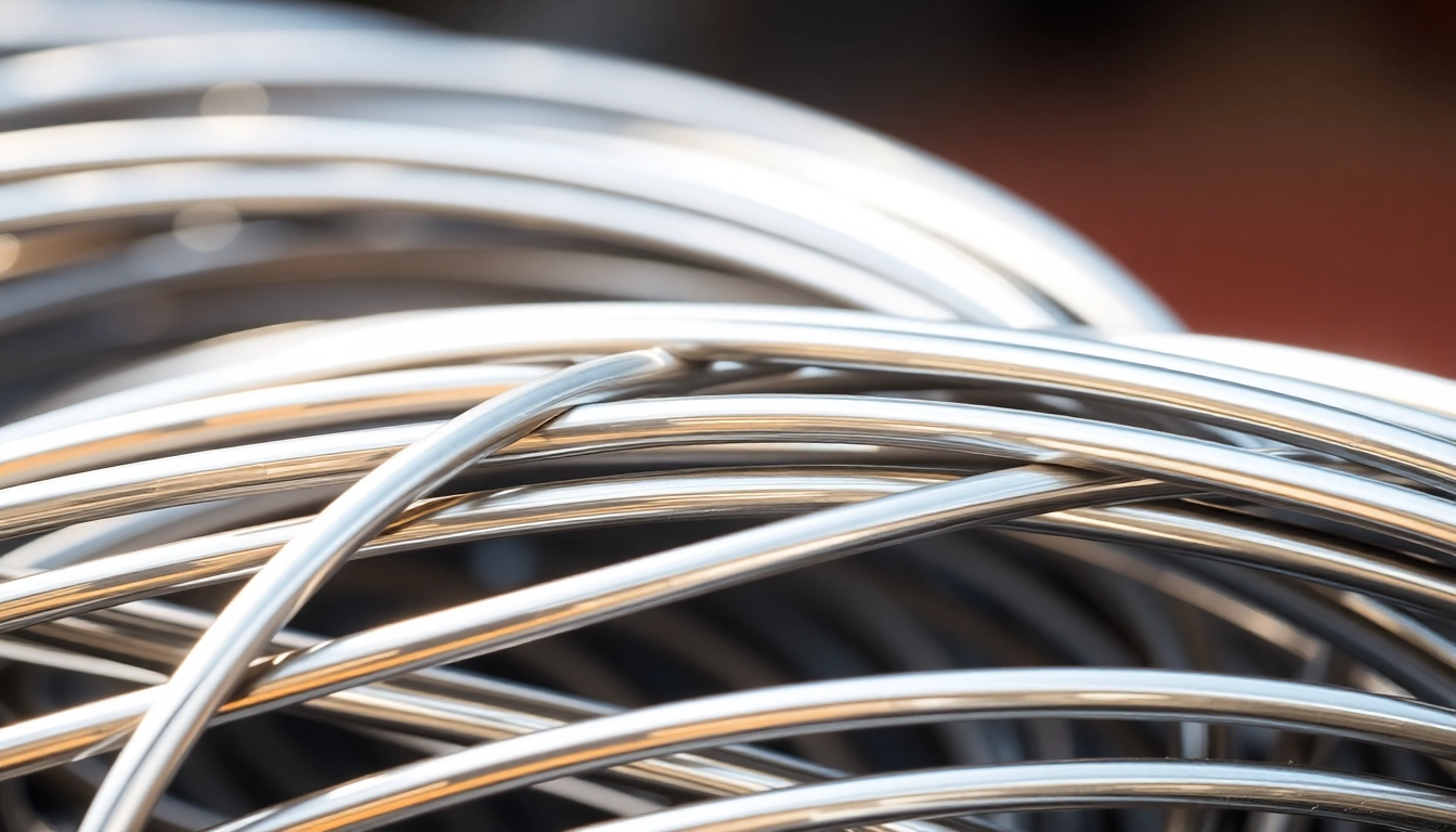 Coiling and uncoiling stainless steel wire showcasing its flexibility and shine for industrial use.