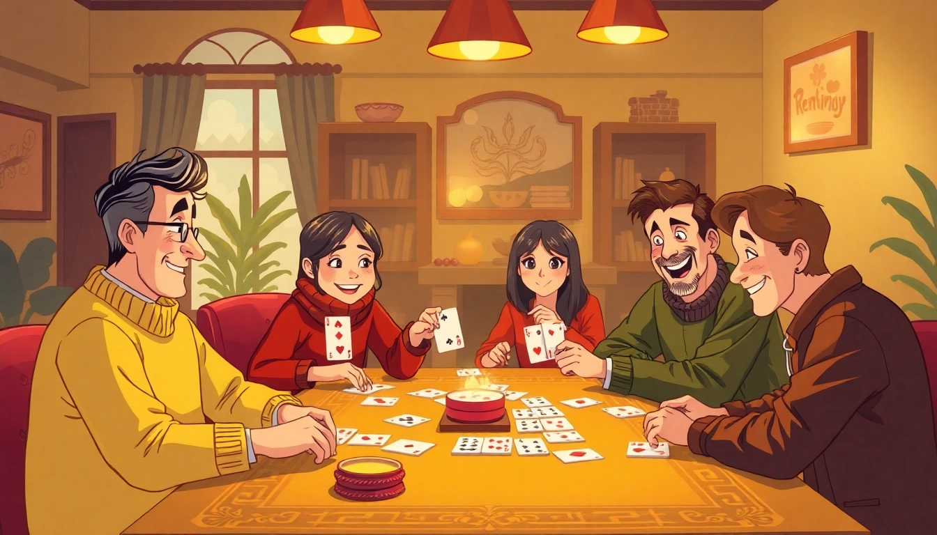 Experience the rummy wealth card game with friends in a vibrant, inviting setting.