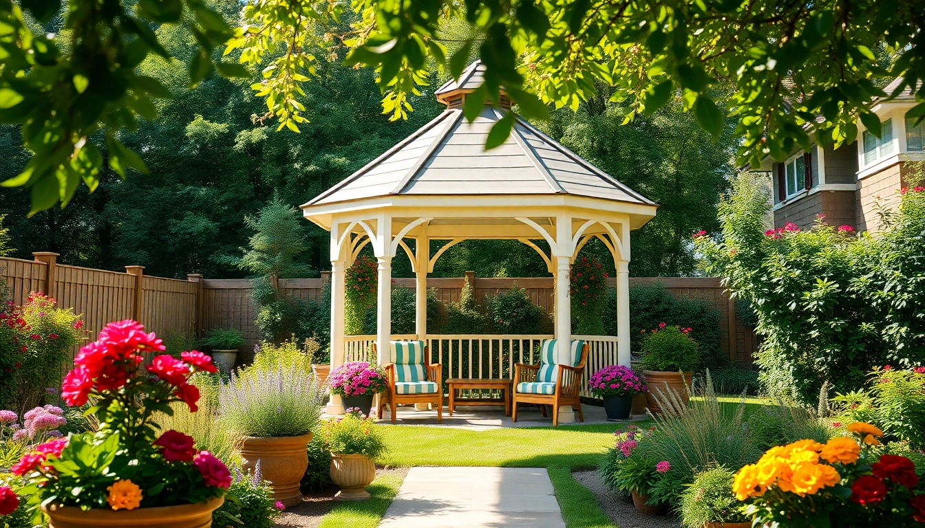 Beautiful gazebo in Ireland's sunny garden, ideal for outdoor gatherings and events.