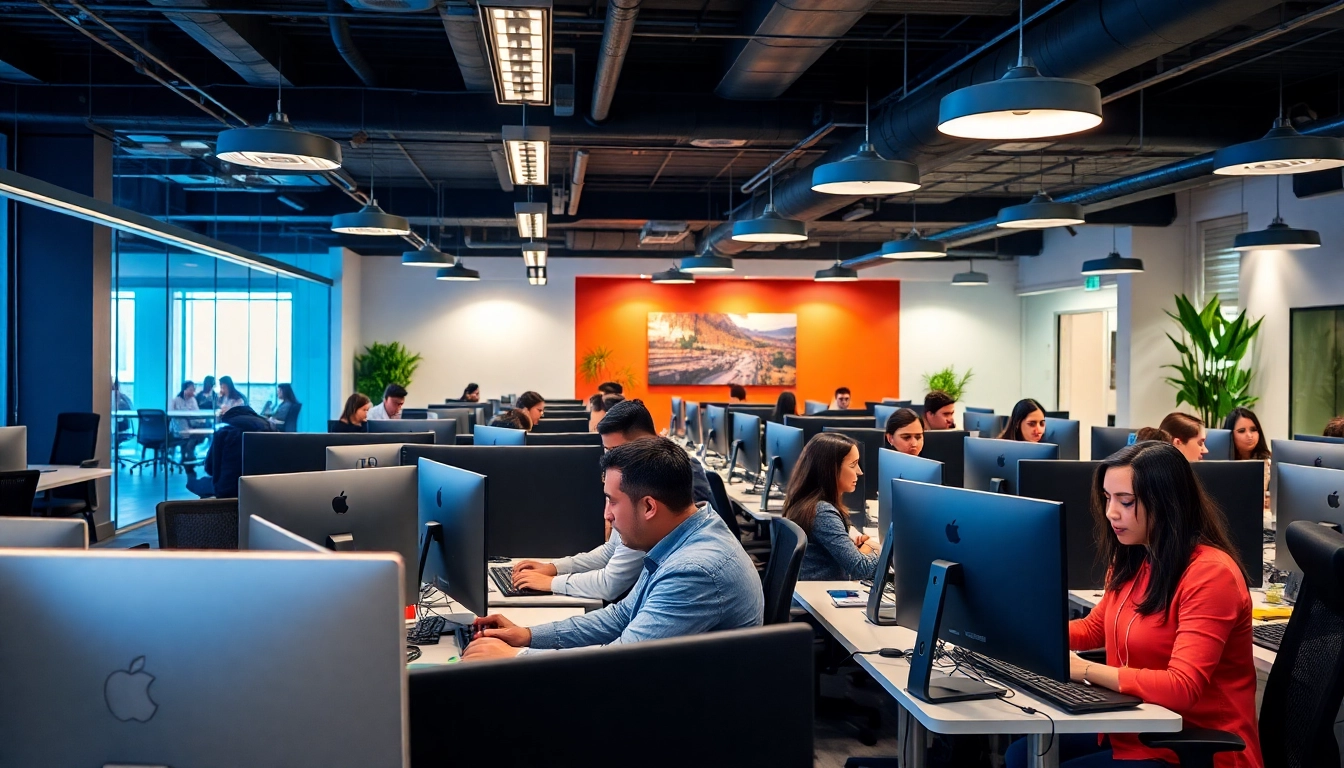 Engaged team at a call center in Tijuana providing customer support services.