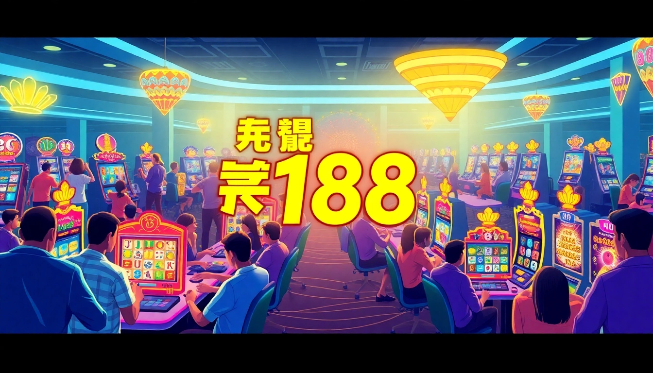 Experience the thrill of สล็อต168 at a lively online casino with players engaging with exciting slot games.