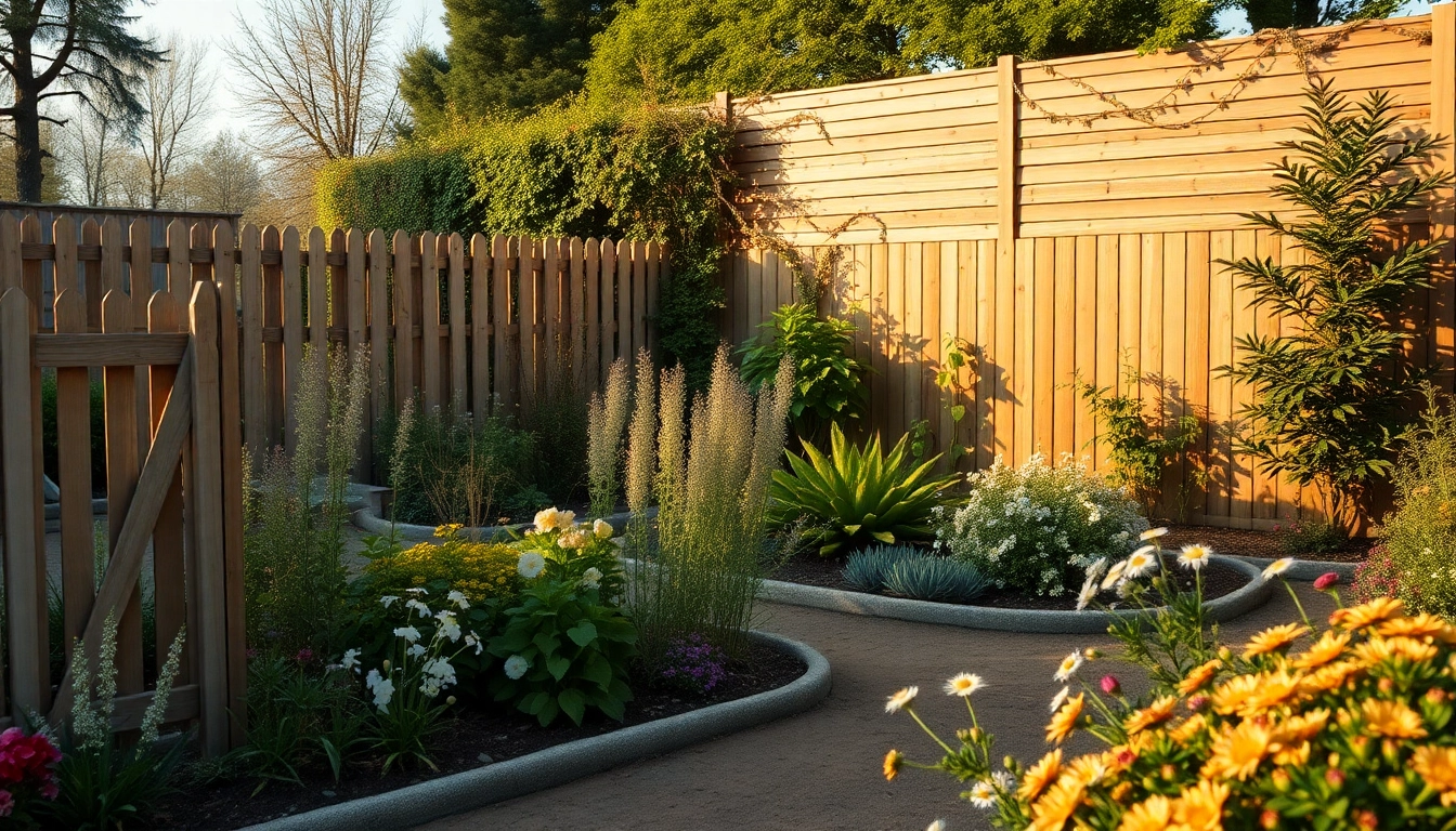 Showcasing quality fencing from reliable fencing companies Manchester in a lovely garden setting.