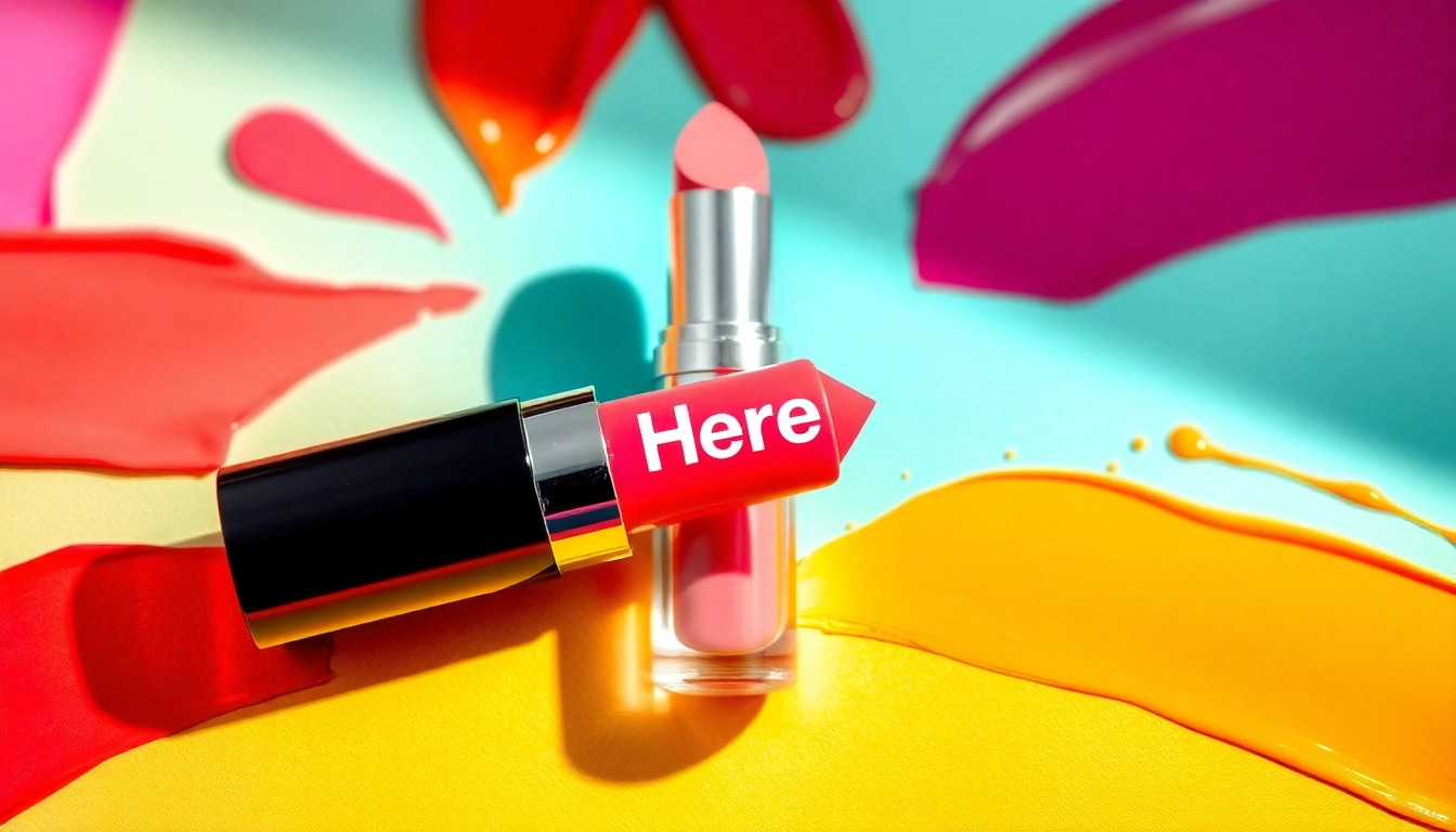 Enhance your beauty with the vibrant "Here" lipstick showcasing radiant colors and perfect shine.