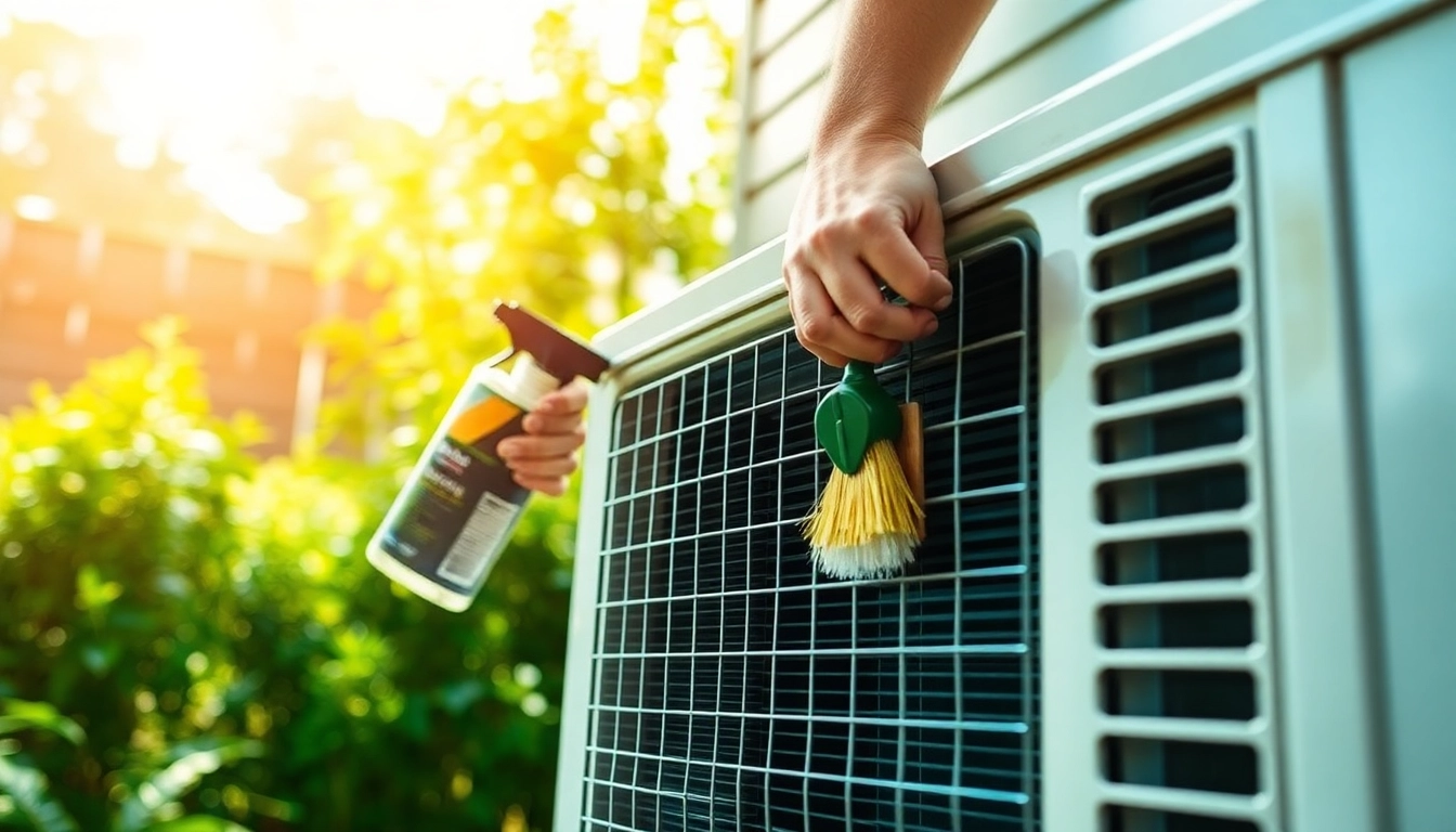 Cleaning air conditioner condenser coils while maintaining the unit's functionality.