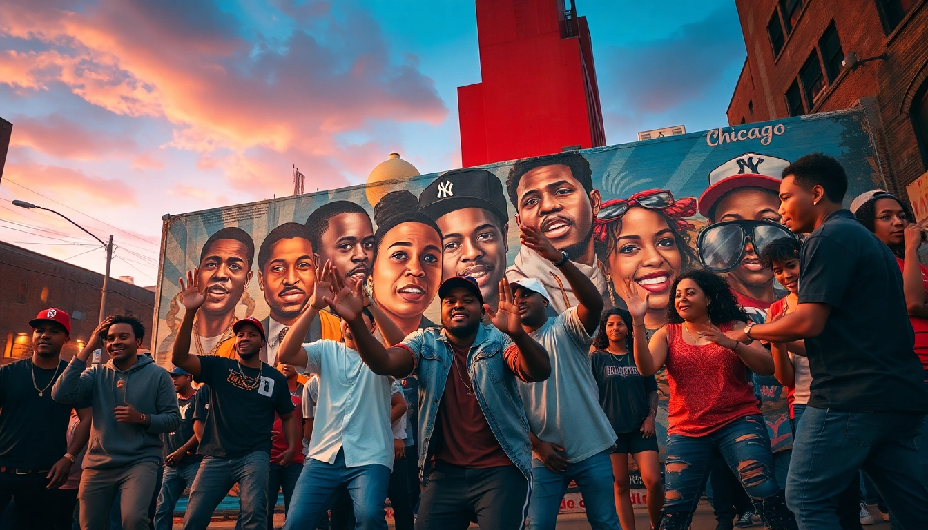 Celebrate the lively rap culture in Chicago featuring artists and vibrant street art.