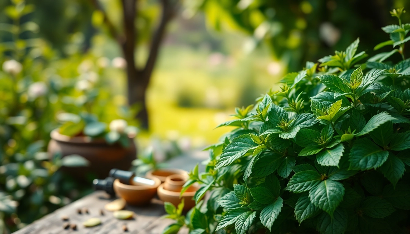 Learn about natural antihistamines through a close-up of fresh herbs in a serene garden.