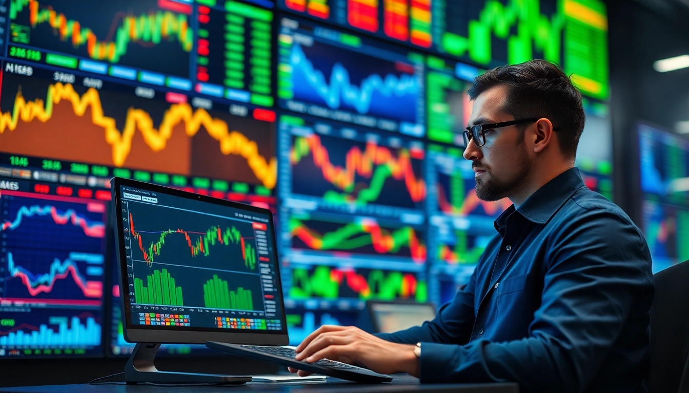 Trader analyzing trade futures on a modern platform with dynamic financial data.