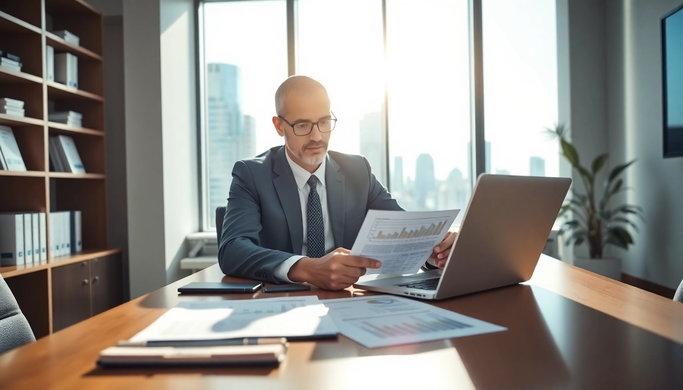 Accountant performing an impairment test with financial data in view.