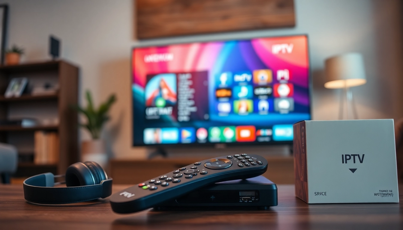 Engaging IPTV Subscription USA showcased with a modern setup, highlighting vibrant streaming content and devices.