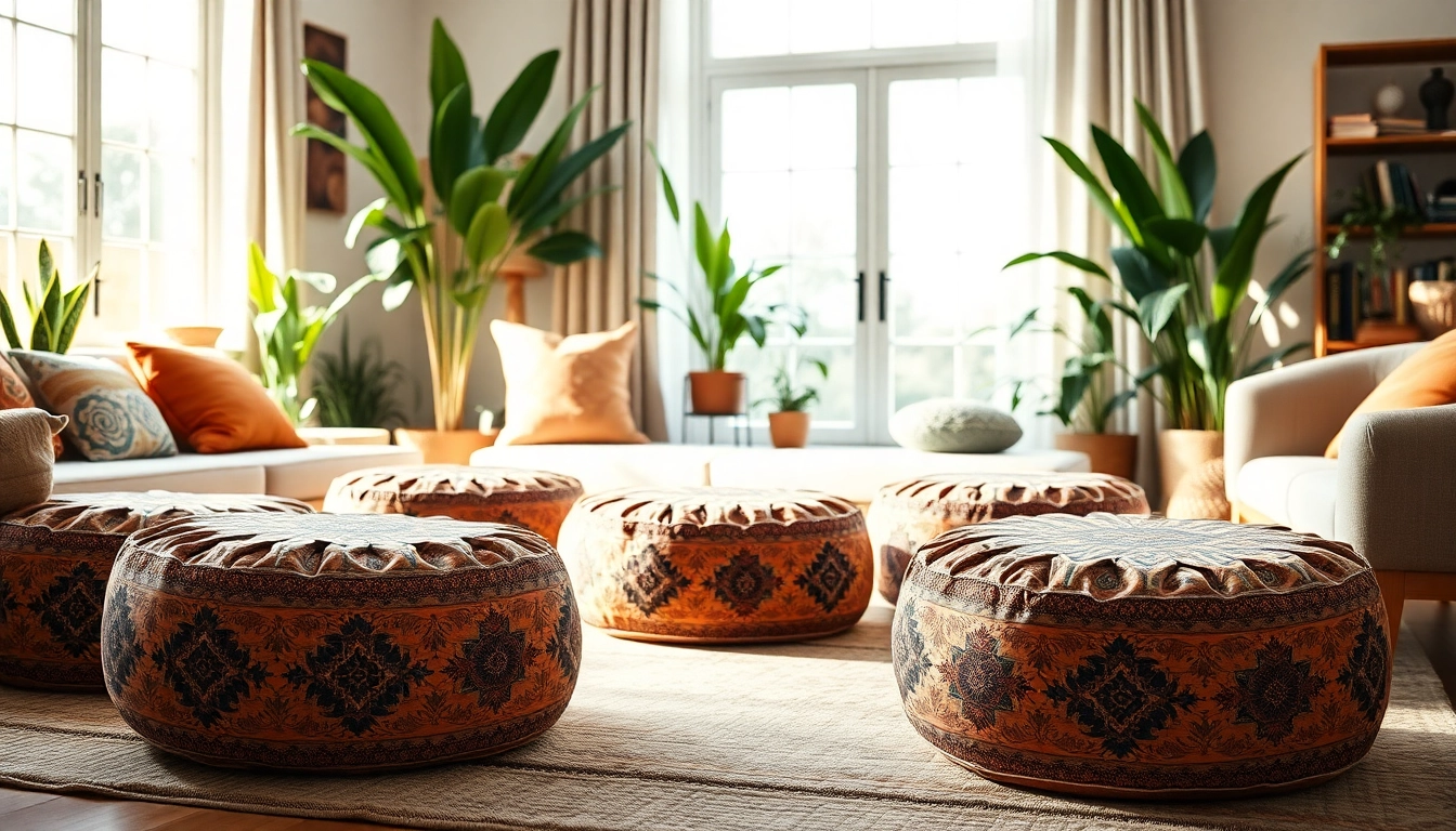 Shop Labboho's unique cactus silk poufs that enhance your living space with Moroccan elegance.