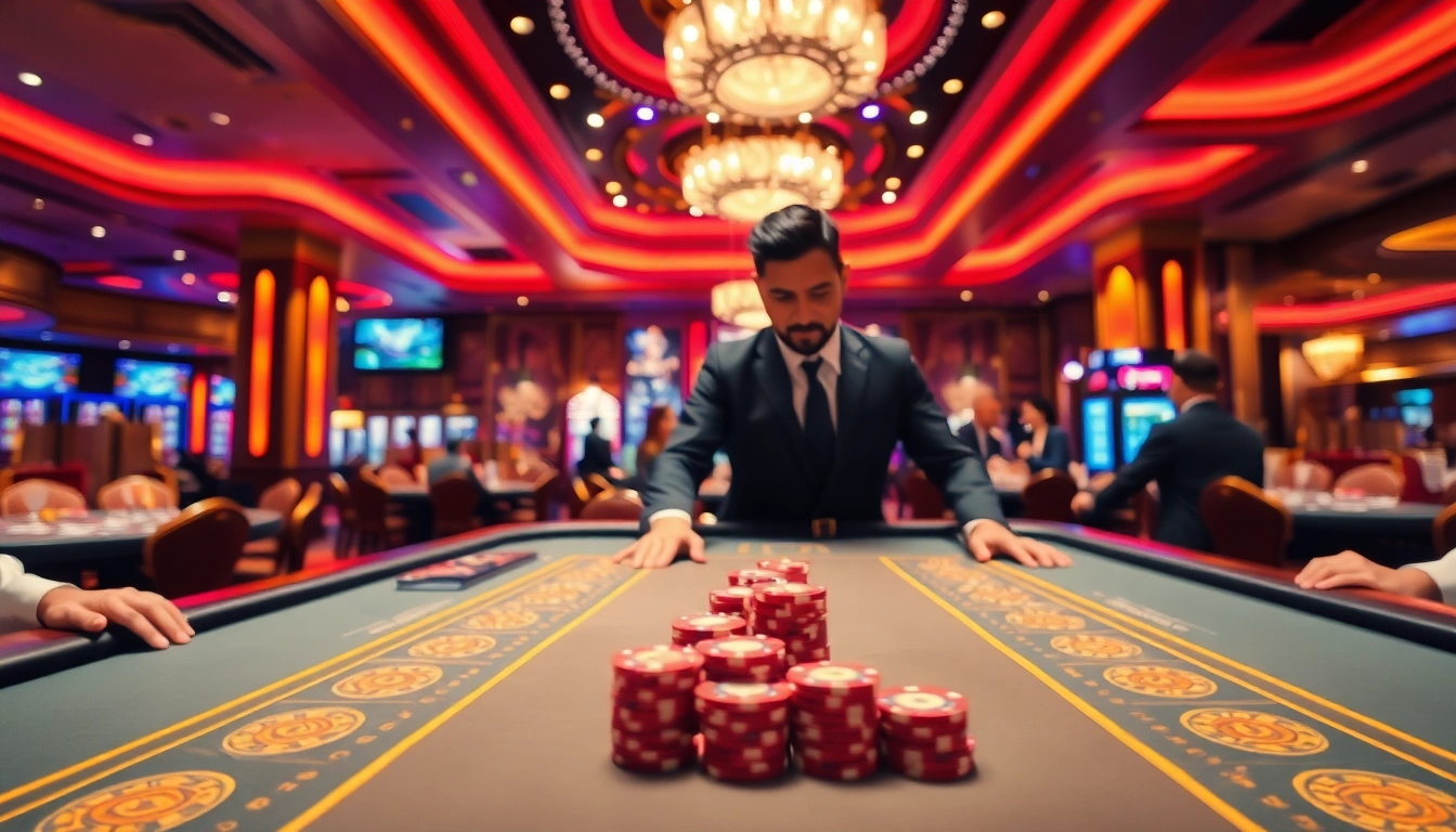 Experience a thrilling game at a live casino Singapore, featuring an engaging dealer and luxurious atmosphere.