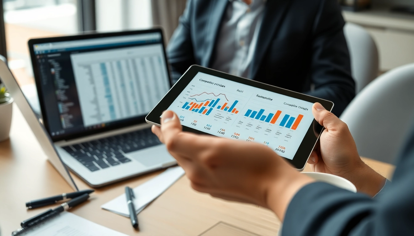 Analyze competitor pricing research through data and insights in a professional office.