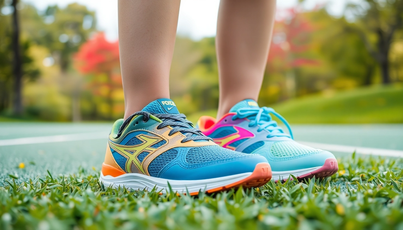 Laufschuhe für Kinder in einem lebendigen Park, ideal für aktive kleine Sportler.