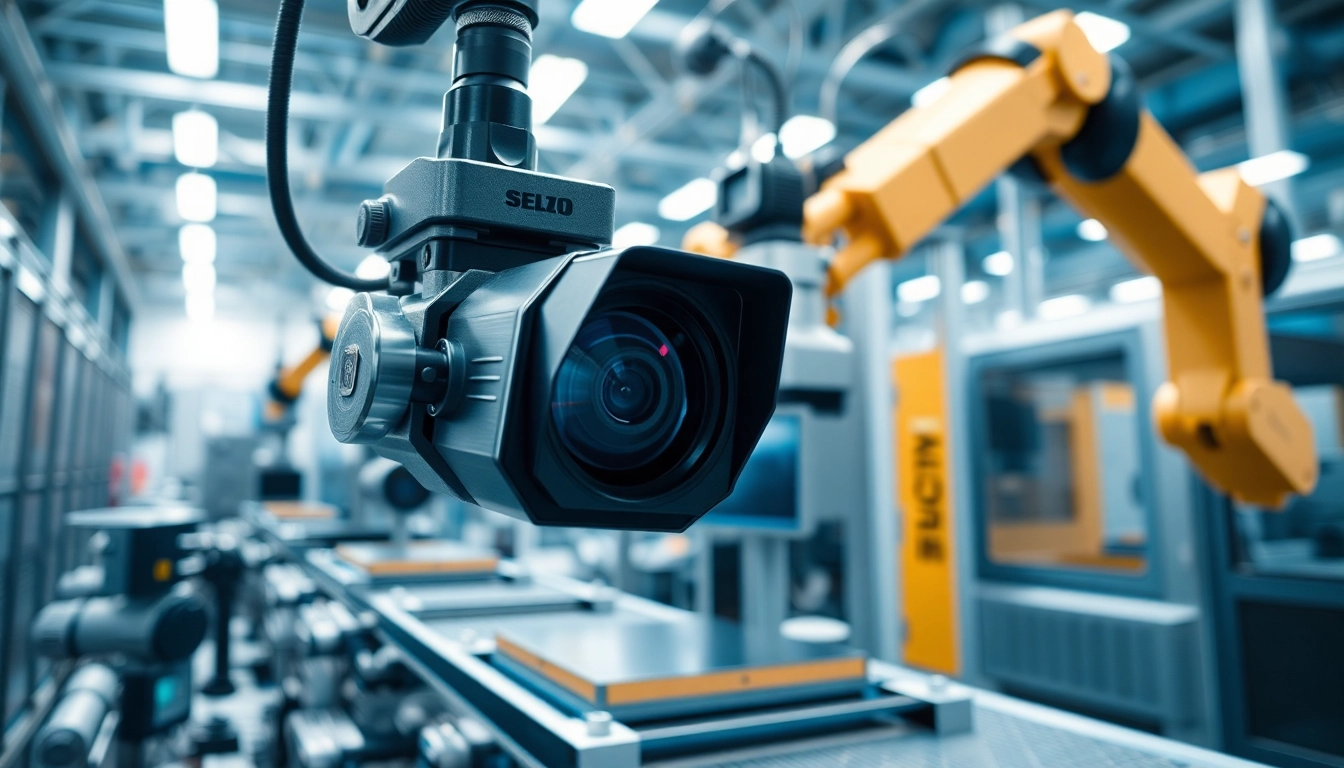 Enhanced machine vision system capturing product details in a high-tech industrial setting.