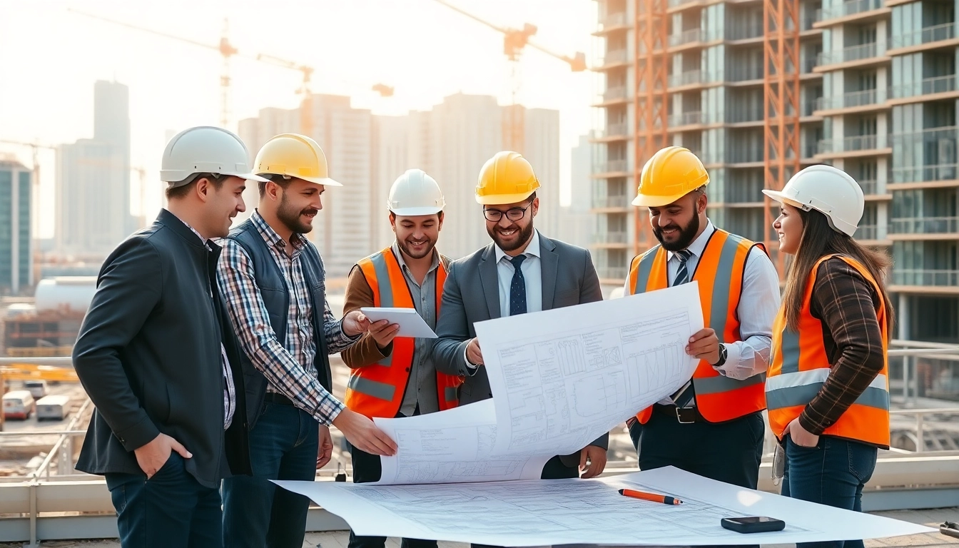 NVQ level 7 construction senior management answers visualizing a professional construction management team in action.