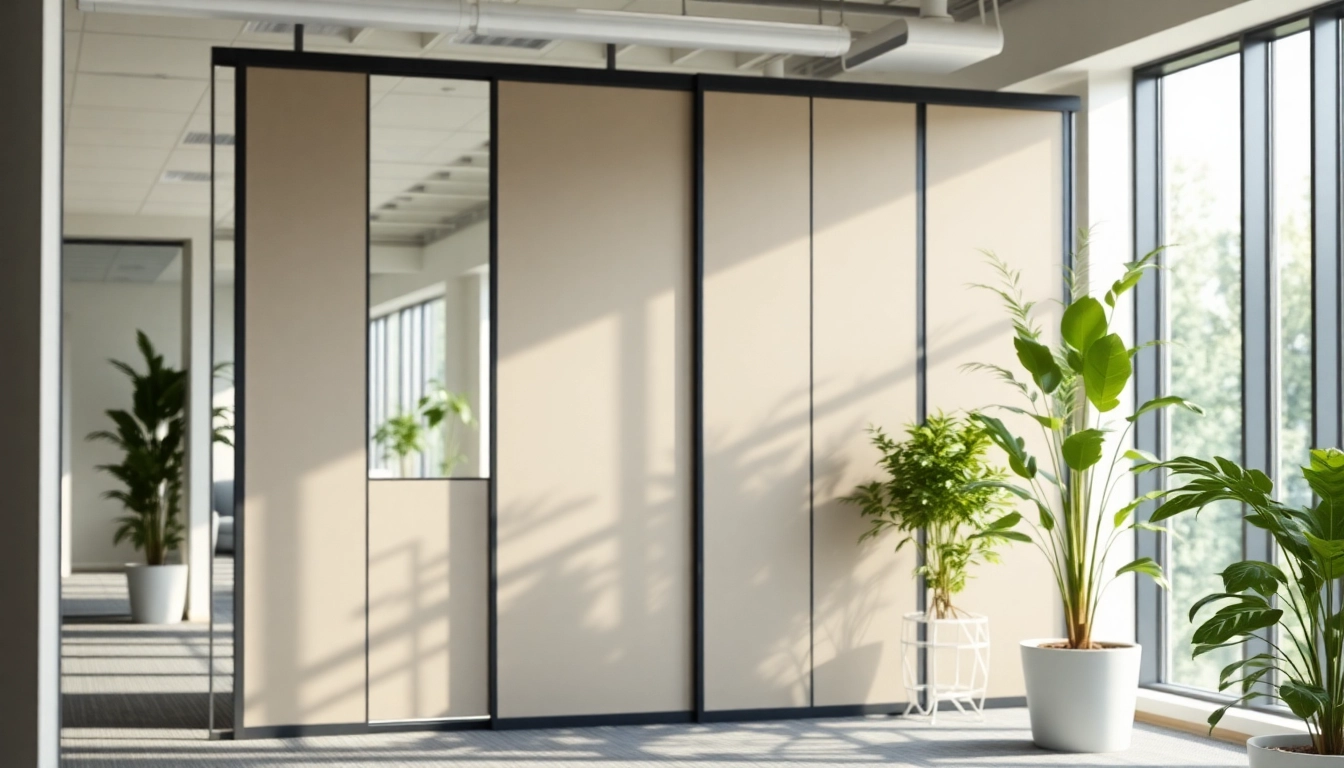 Showcasing a Folding Partition Wall in a modern office environment for versatile space division.