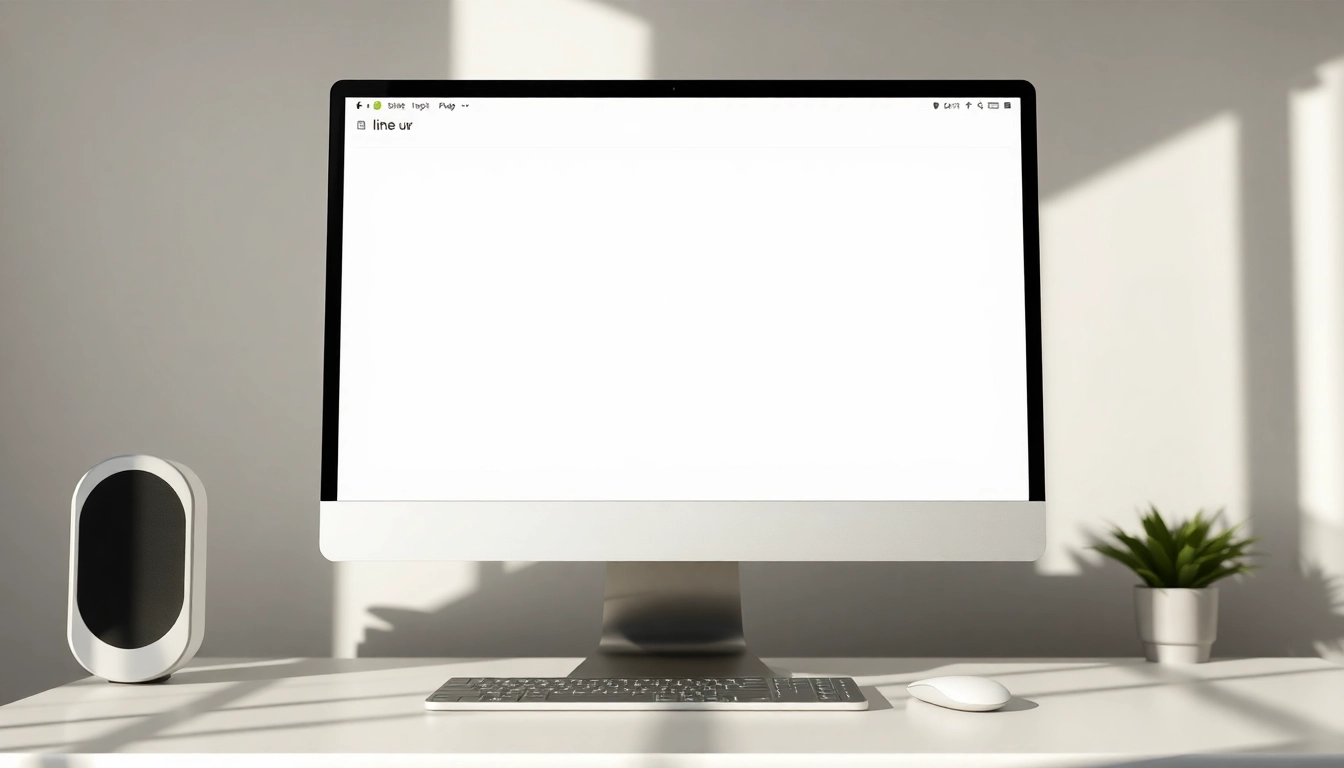 Access the line電腦版官方下載 page displayed on a stylish desktop setup with soft natural lighting.