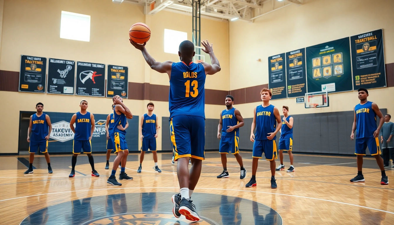 Young athletes training intensely at Takeover Basketball Academy showcasing skills and teamwork.