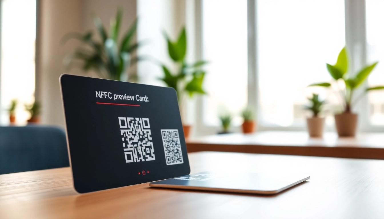 Engaging reviewcardsgoogle NFC and QR code card displayed on a wooden desk for professional use.