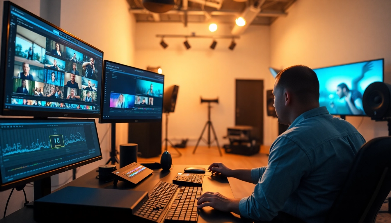 Showcasing Editing Post Production Toronto with a professional editor at work in a modern studio.