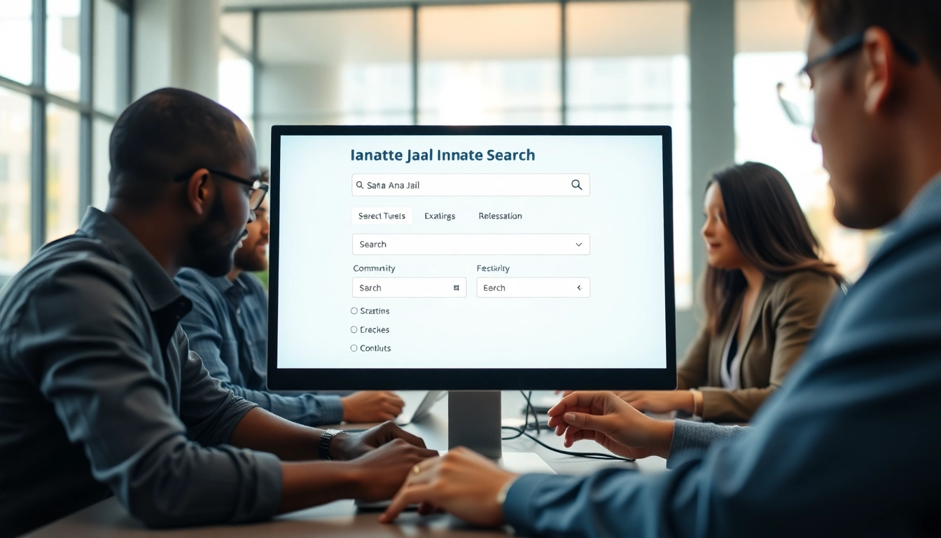 Initiating the Santa Ana jail inmate search on a user-friendly interface showcasing diverse individuals.