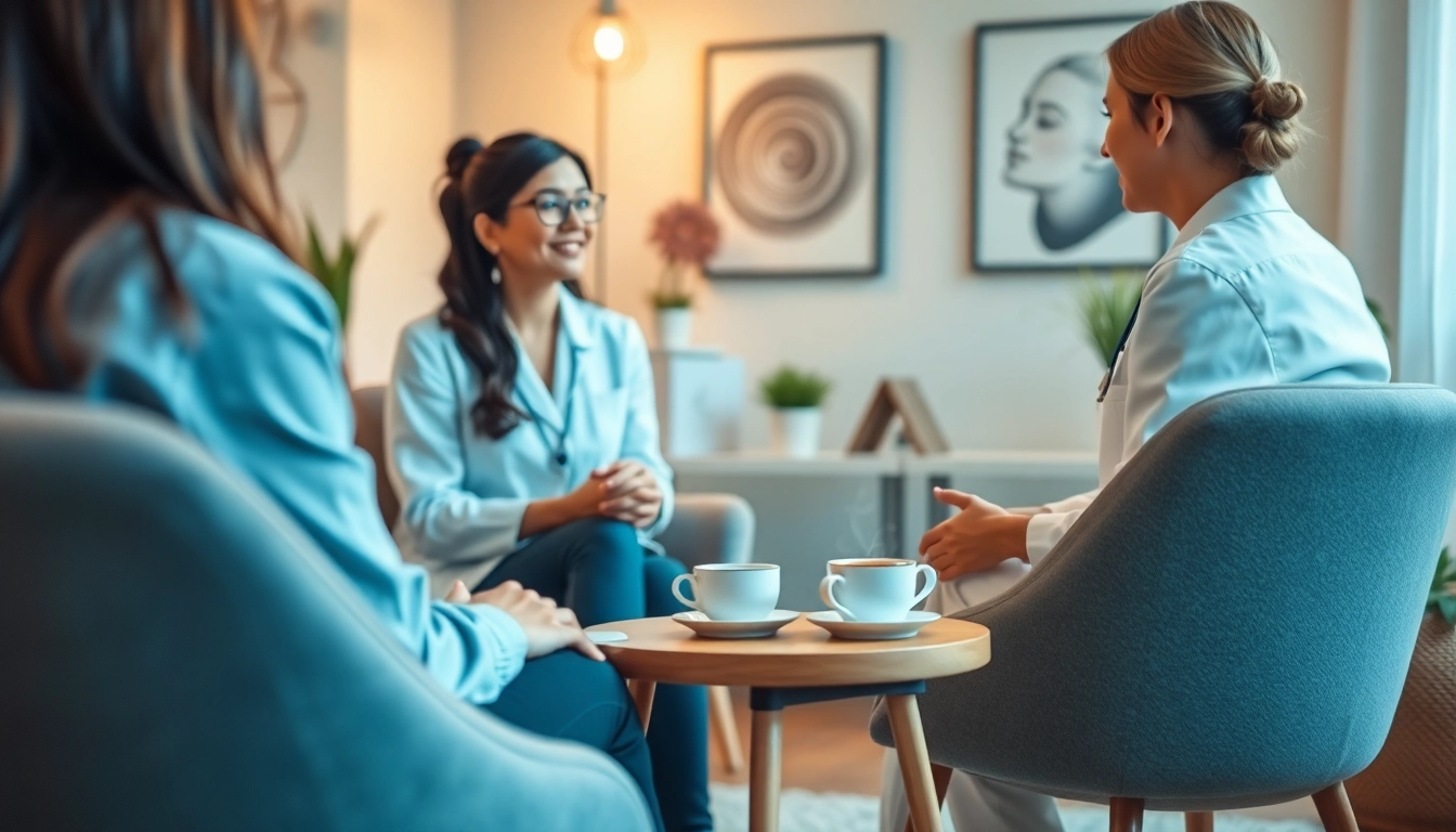 Engaging psychotherapy dubai session in a warm and inviting therapy room with a professional therapist.