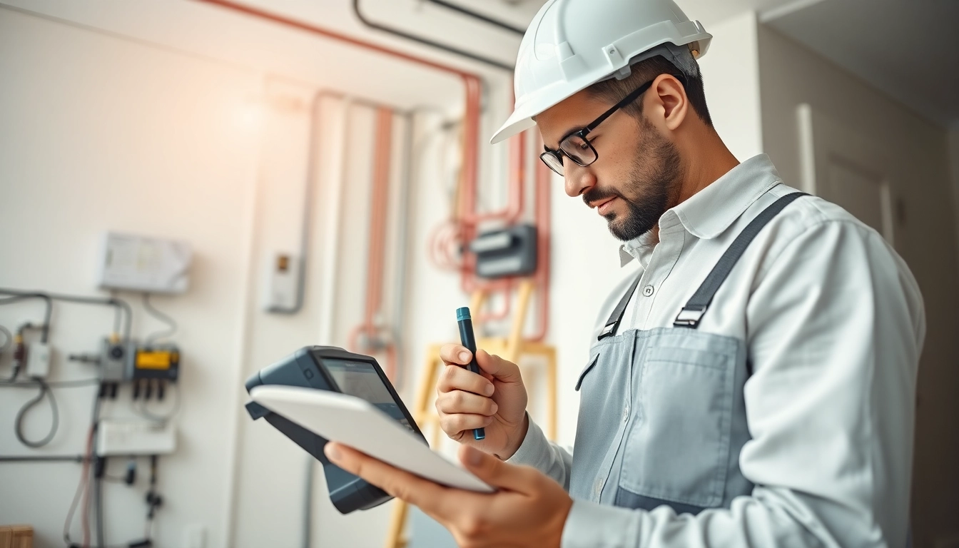 EICR Inspections being conducted by a professional electrician with testing equipment.