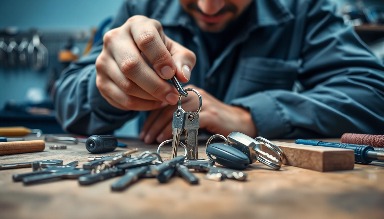 Crafting Van Keys with precision in a well-equipped locksmith workshop.