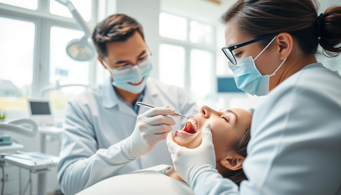 Performing fillings and restorative work on a patient in a professional dental setting.