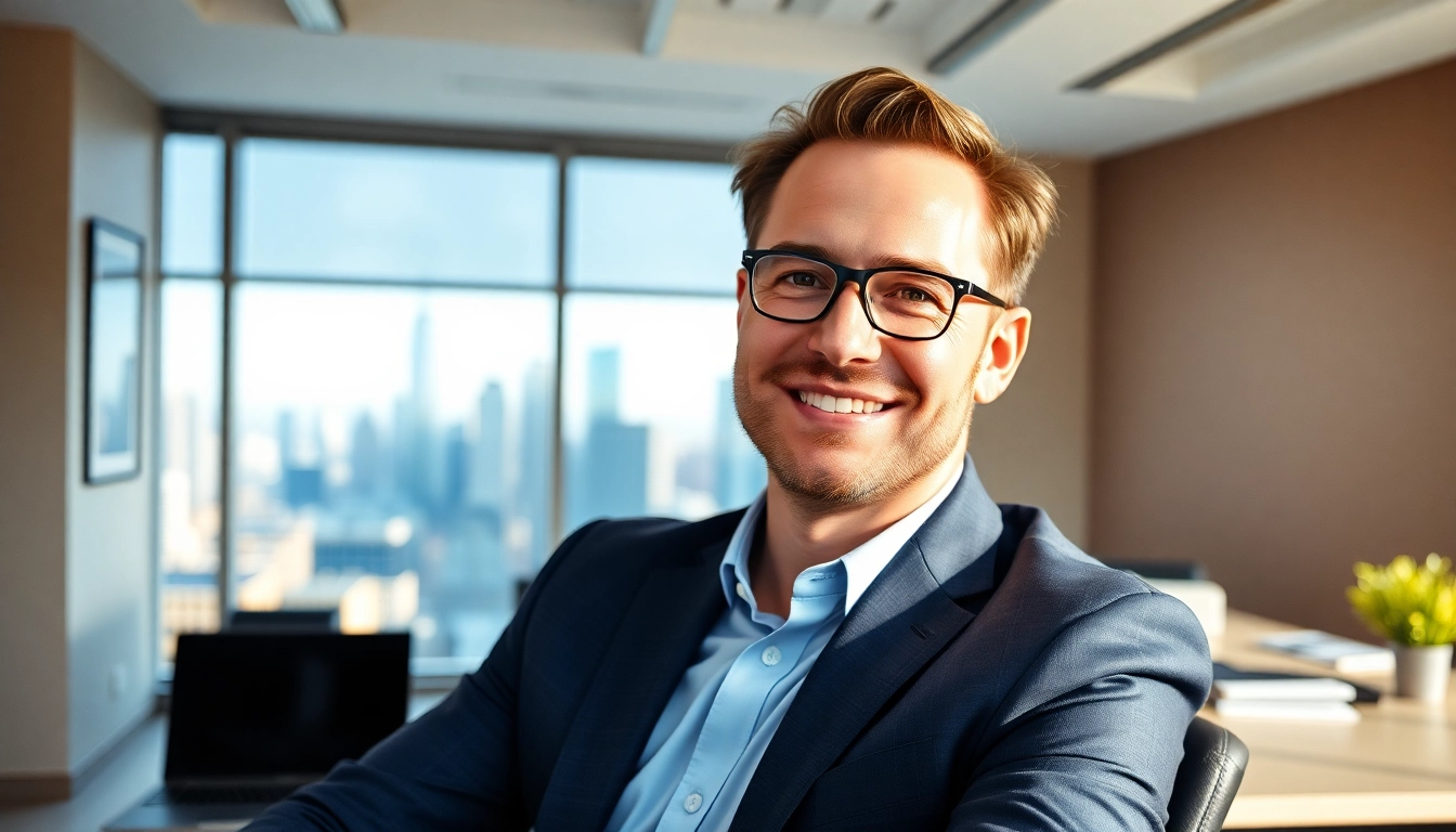 Thomas Schinecker in a professional office, exuding leadership and confidence.