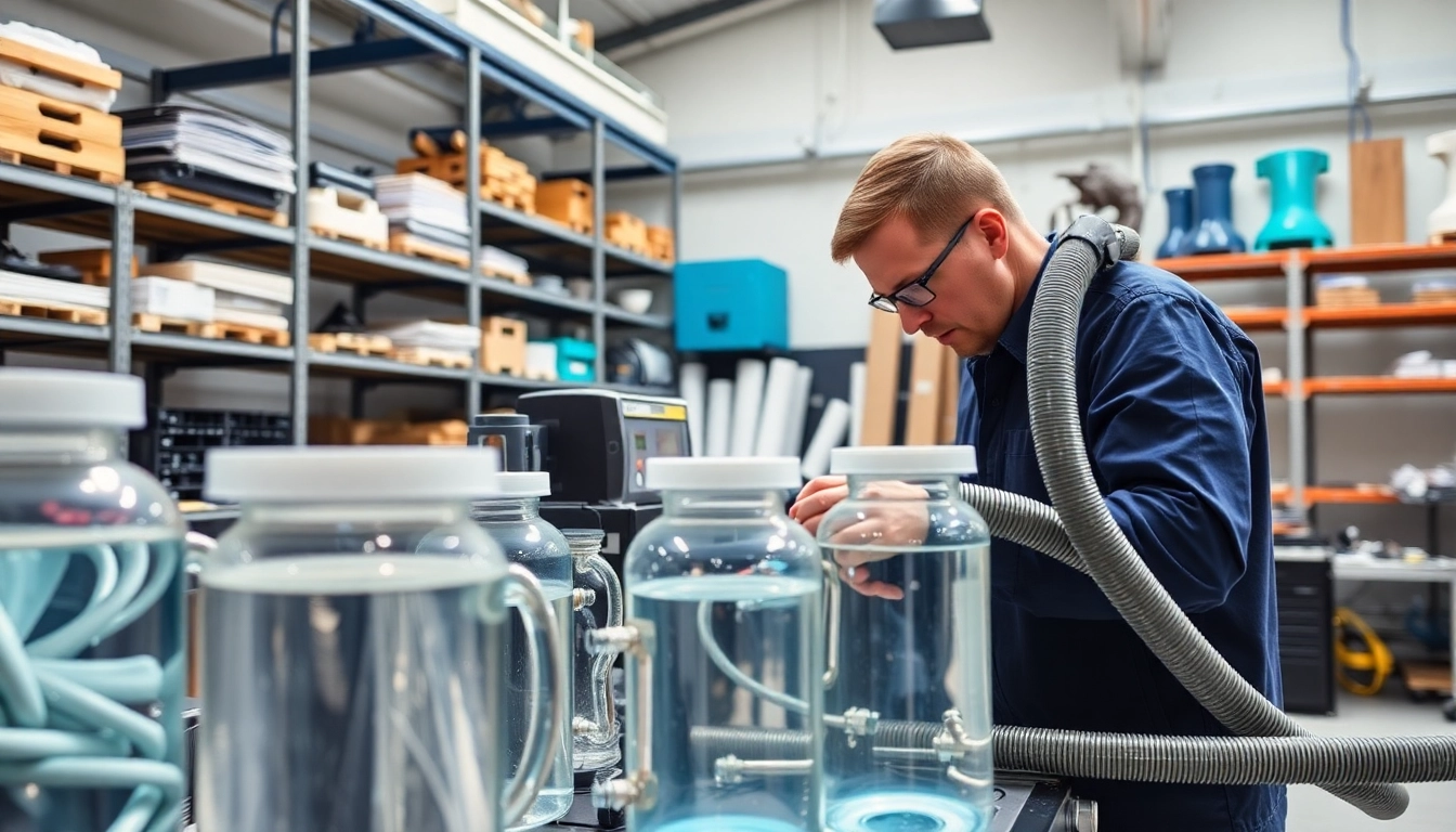 Technician managing infusion resins in a modern workshop setup, showcasing high-quality materials.