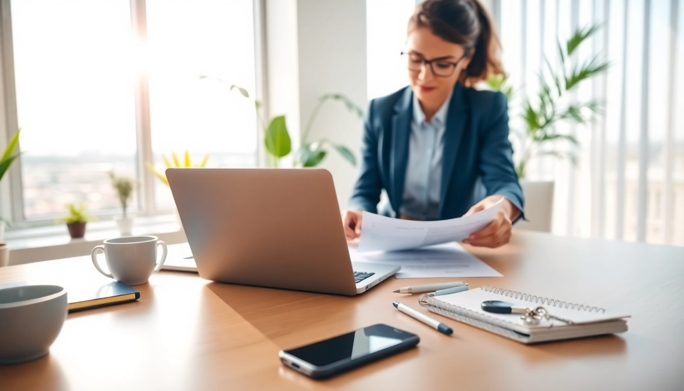 buy my property fast with a professional real estate agent examining documents in a bright office