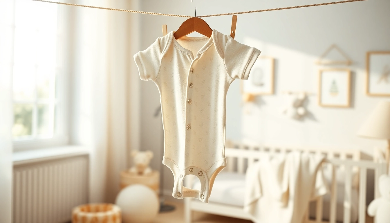 Showcasing a Baby onesie in a charming nursery setting with soft colors and natural light.