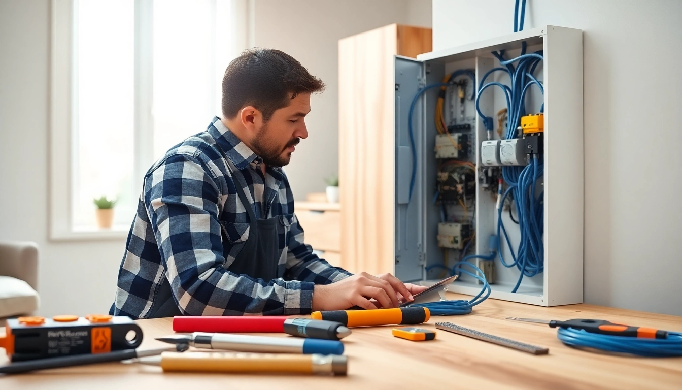 Electrical Panel installation by a skilled electrician in a modern home setting.