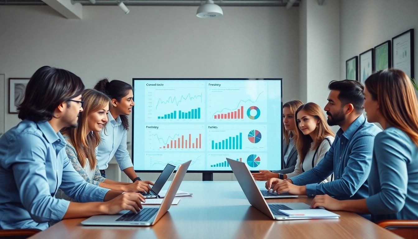 Analyzing competitive intelligence data in a modern office atmosphere.