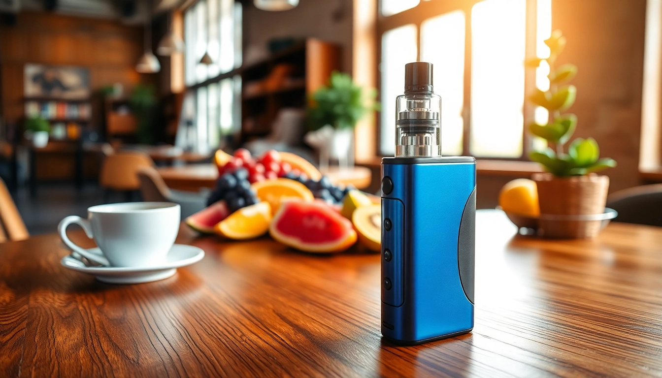 Discover premium puff vape resting on a wooden table, inviting a cozy café atmosphere.
