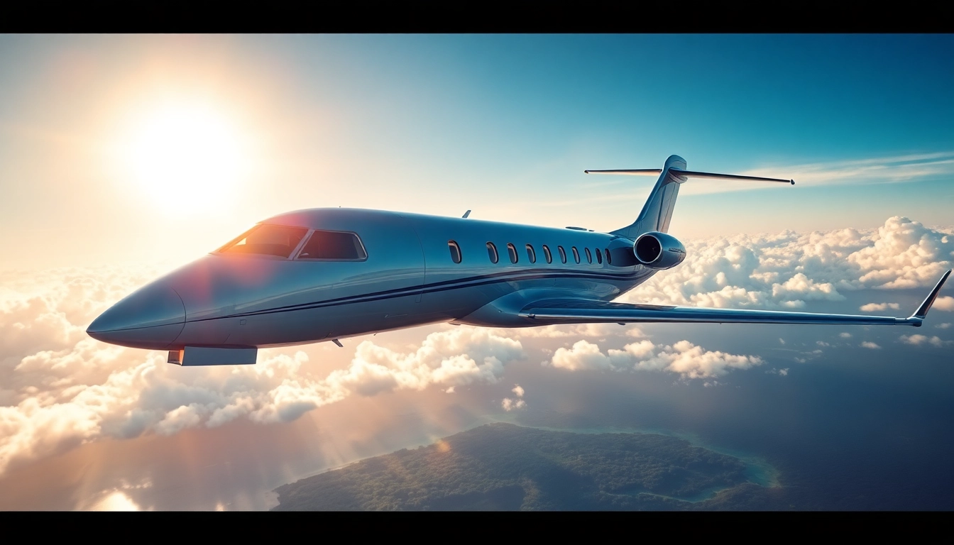 Experience customized luxury aviation with a stunning private jet against a beautiful sky backdrop.