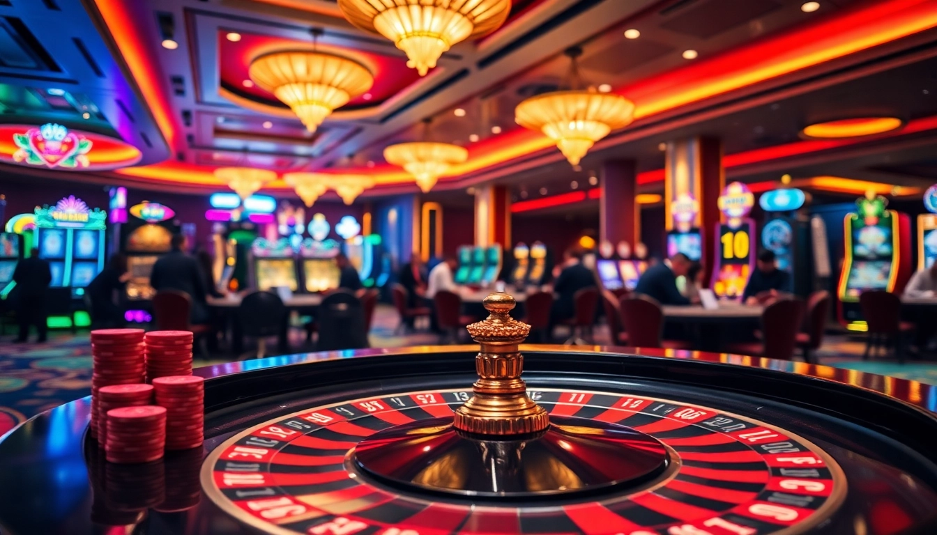 Experience the thrill of a Licensed Casino with vibrant gaming tables and excited players.