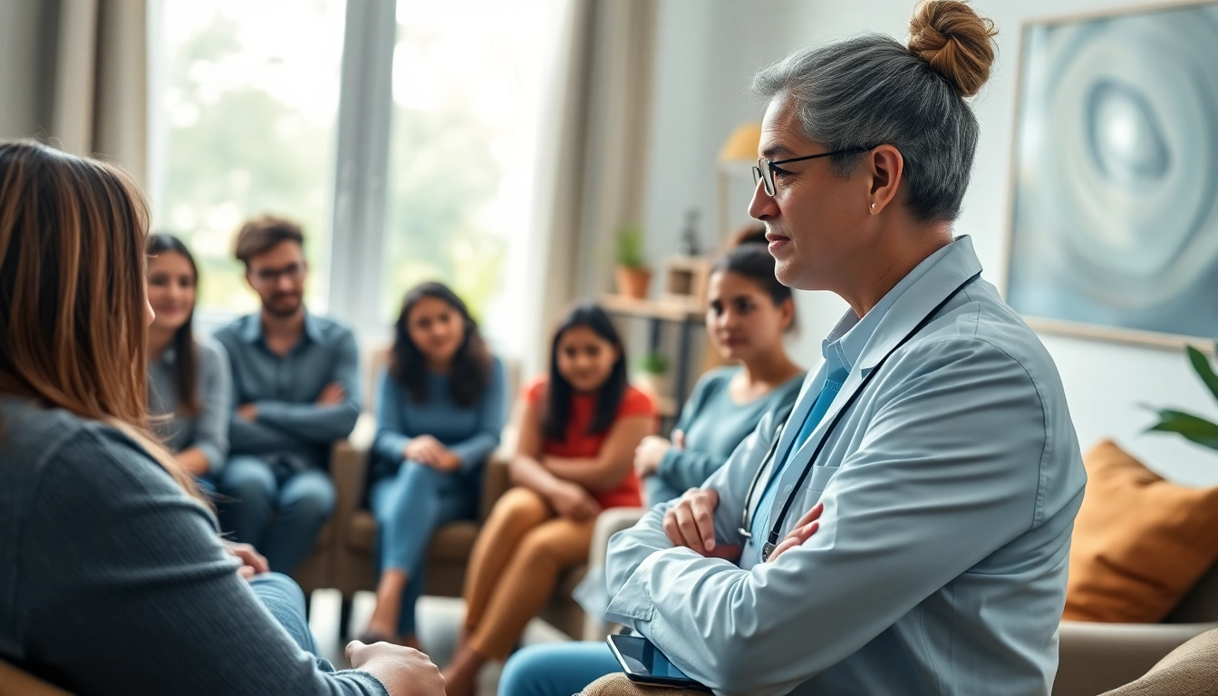 Supportive environment for individuals dealing with depression in a therapist's office.