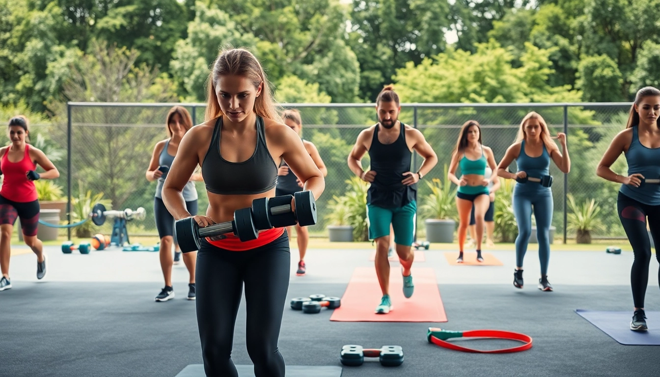 Engaging athletes utilizing fitness gear in Australia in a vibrant outdoor gym.