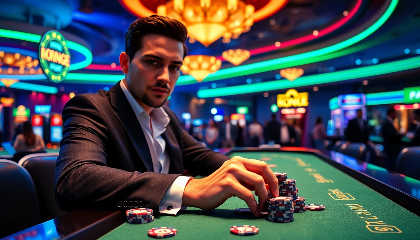 Duel Casino Arvostelu: Pelaaja keskittyy jännittävään kasinopeliin, voittomahdollisuudet näkyvissä.