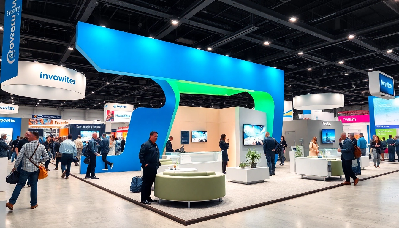 Exhibition booth design Singapore showcasing innovation and vibrant colors at a trade show.