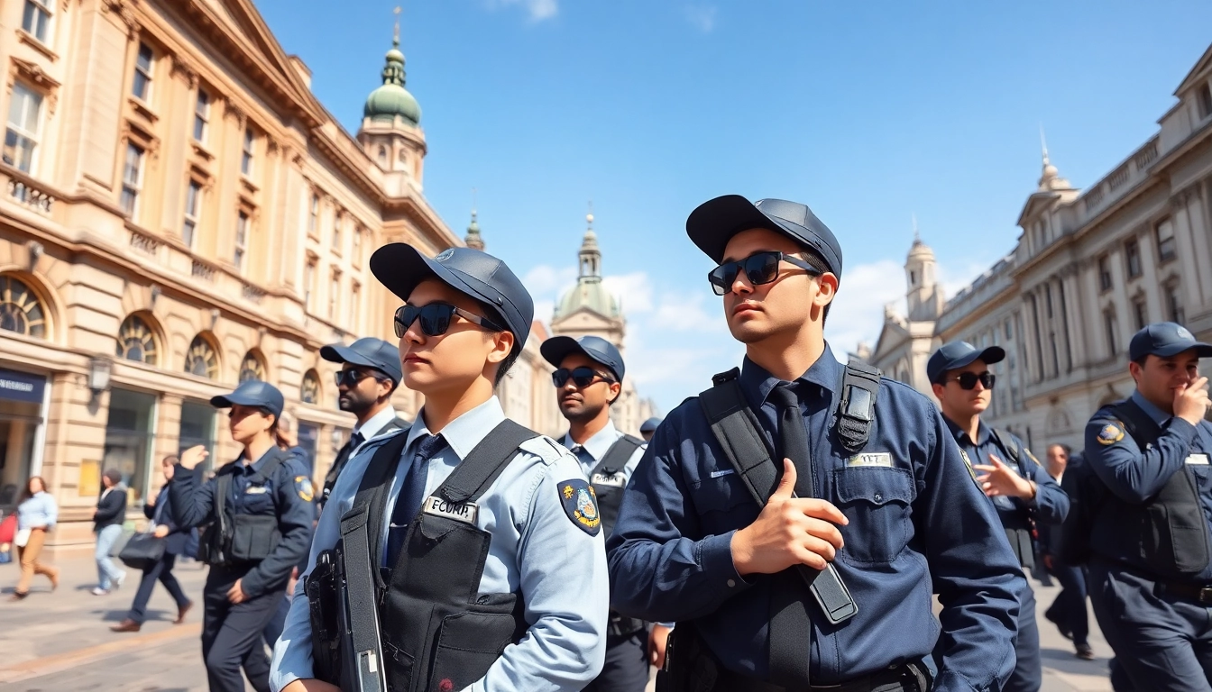 Security Company Cardiff team actively ensuring safety in a bustling Cardiff setting.