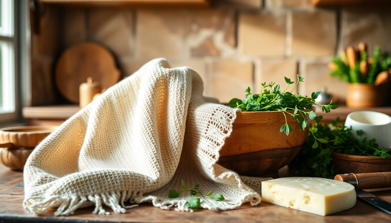 Kaasdoek draped elegantly in the kitchen, showcasing its texture and culinary uses.