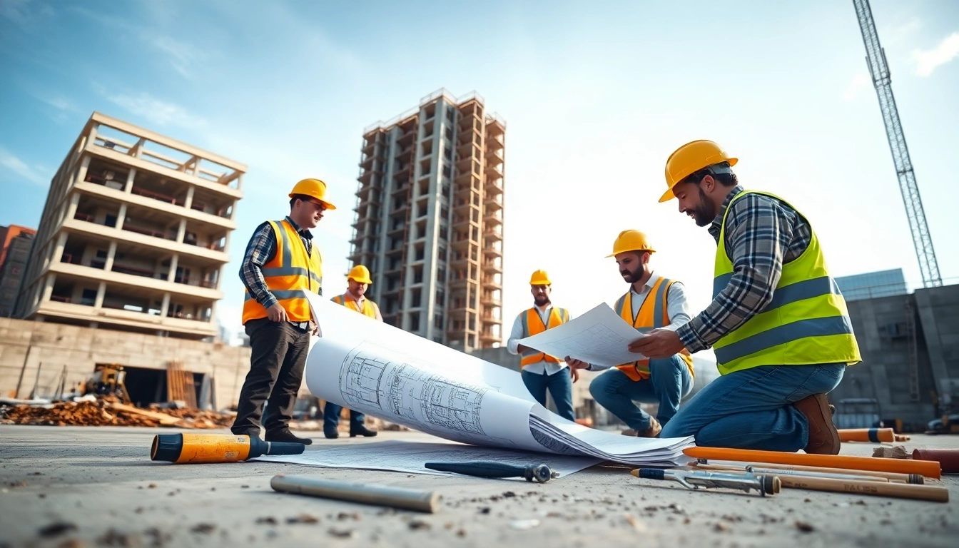 Manhattan Commercial General Contractor collaborating with a team on a construction site.