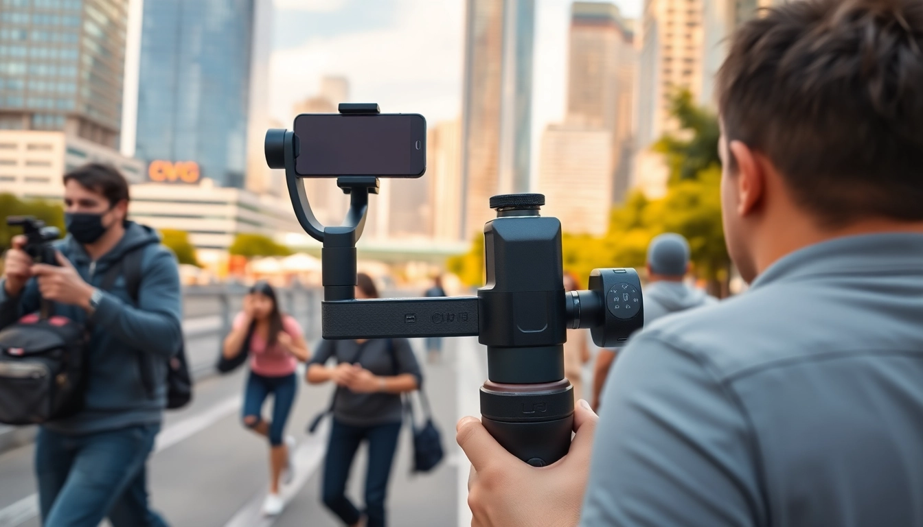 Capture vibrant scenes with a handheld gimbal​ that ensures smooth video stabilization.