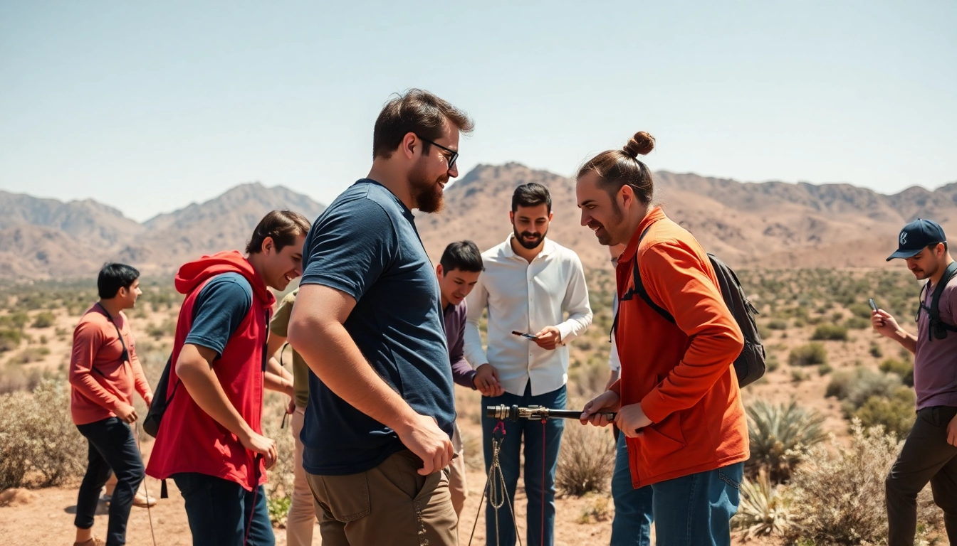 Activités de team building maroc, équipe s'engageant dans une activité dynamique en plein air.