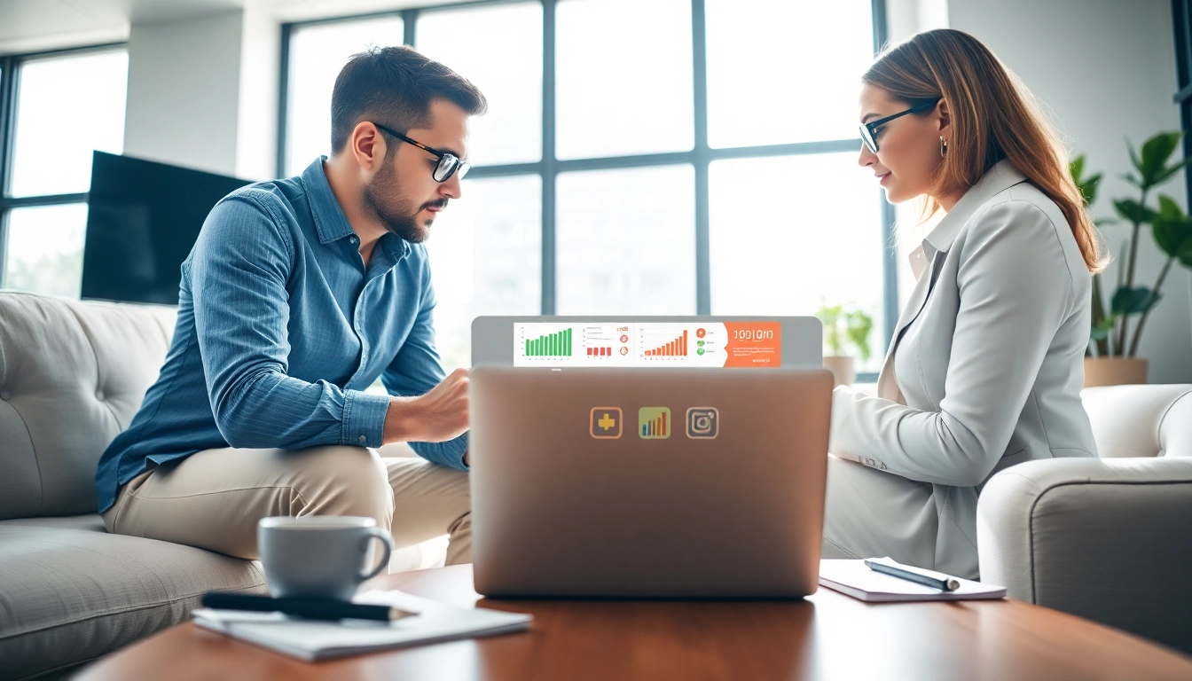 Engaging consultation for web design and SEO services in a modern office setting.