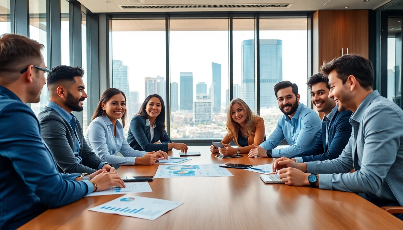 Engage with inbusinessphx.com through a dynamic business meeting scene, showcasing collaboration.