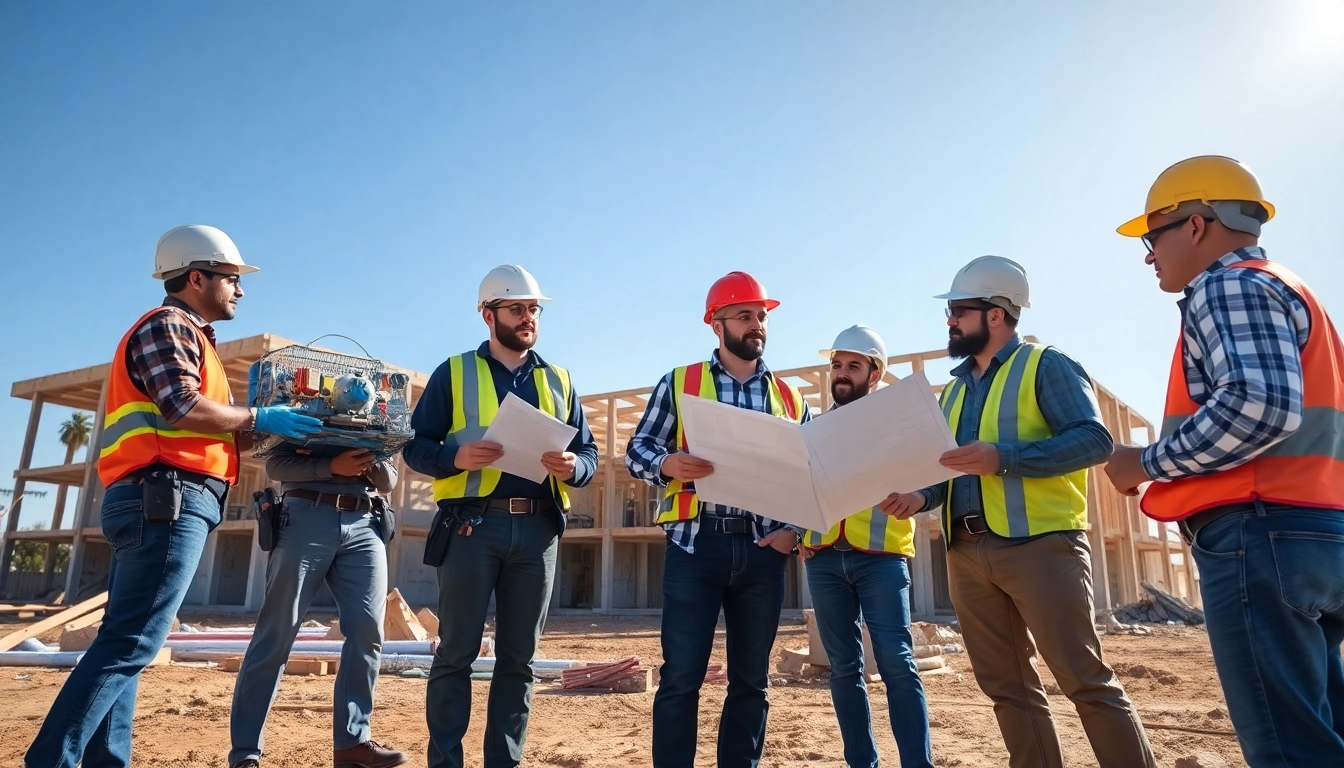 Collaborative contractors representing the southern california contractors association on-site in a vibrant construction project.